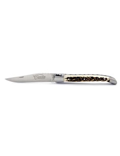 Laguiole pliant, 11 cm, abeille forgée, lame seule, mitres inox mat, manche en bois de cerf 2