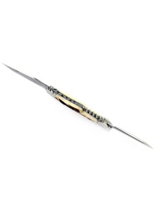 Laguiole pliant, 12 cm, lame & tire-bouchon & poinçon, abeille forgée, mitres inox brillant, manche bois de cerf