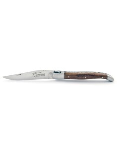 Laguiole pliant, 12 cm, abeille forgée, lame seule, mitres inox mat, manche en bois de noyer 2