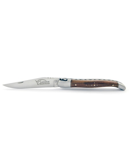 Laguiole pliant, 12 cm, abeille forgée, lame seule, mitres inox mat, manche en bois de noyer