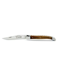 Laguiole pliant, 11 cm, abeille forgée, lame seule, mitres inox brillant, manche en noyer 2