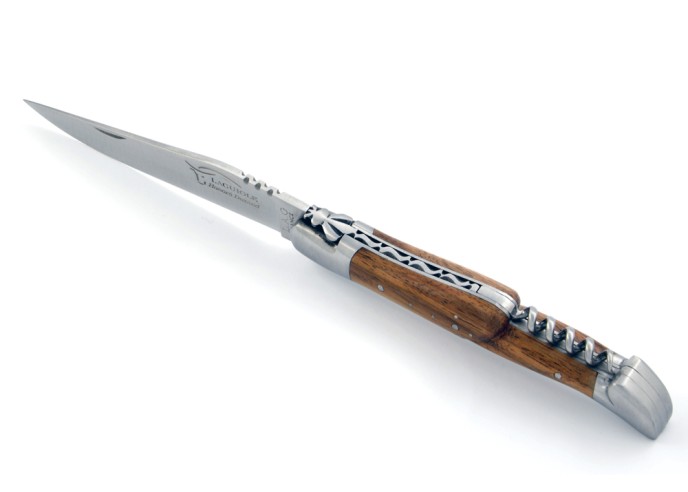 Laguiole pliant, 12 cm, manche en bois de noyer, abeille forgée
