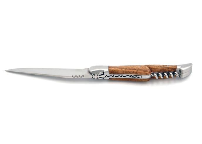 Laguiole pliant, 12 cm, manche en bois de noyer, abeille forgée