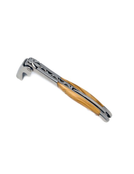 Sommelier Laguiole manche galbé, bois d'olivier, 1 mitre inox mat