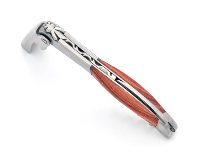 Sommelier Laguiole manche galbé, manche bois de rose, 1 mitre inox mat