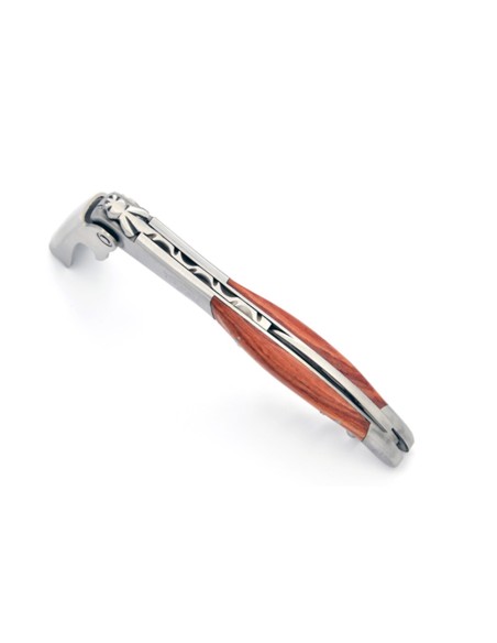 Sommelier Laguiole manche galbé, manche bois de rose, 1 mitre inox mat