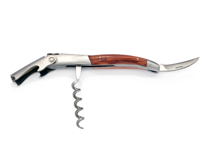 Sommelier Laguiole manche galbé, manche bois de rose, 1 mitre inox mat