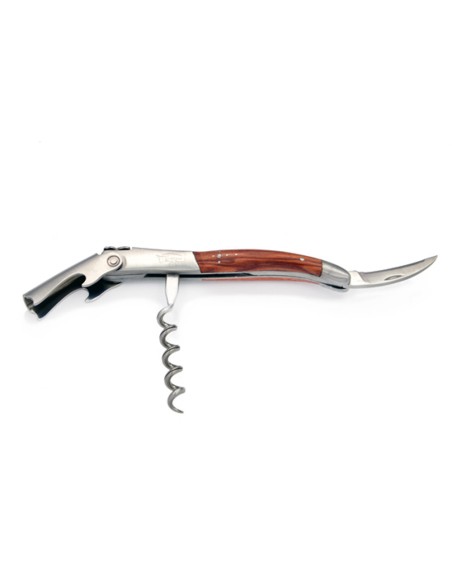 Sommelier Laguiole manche galbé, manche bois de rose, 1 mitre inox mat