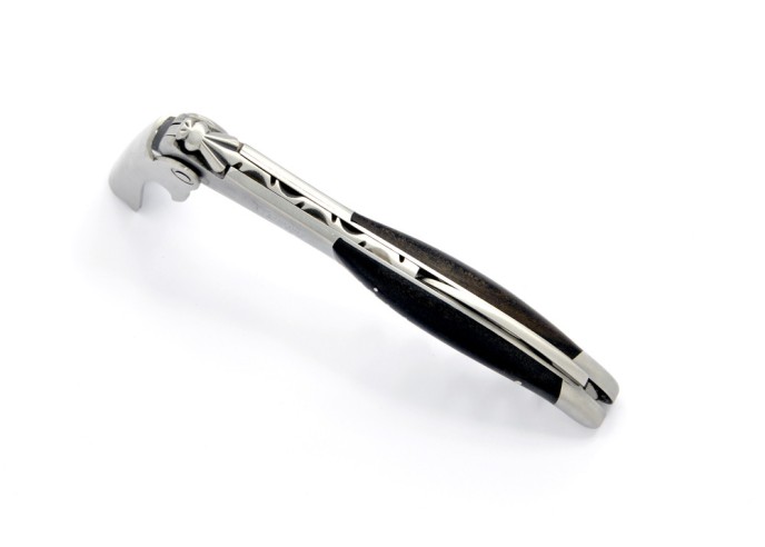 Sommelier Laguiole manche galbé, bois d'ébène, 1 mitre inox mat