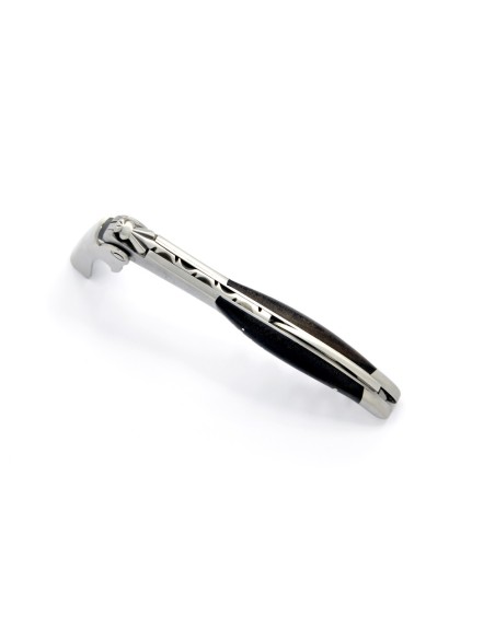 Sommelier Laguiole manche galbé, bois d'ébène, 1 mitre inox mat