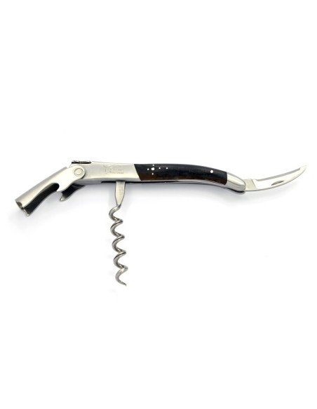 Sommelier Laguiole manche galbé, bois d'ébène, 1 mitre inox mat