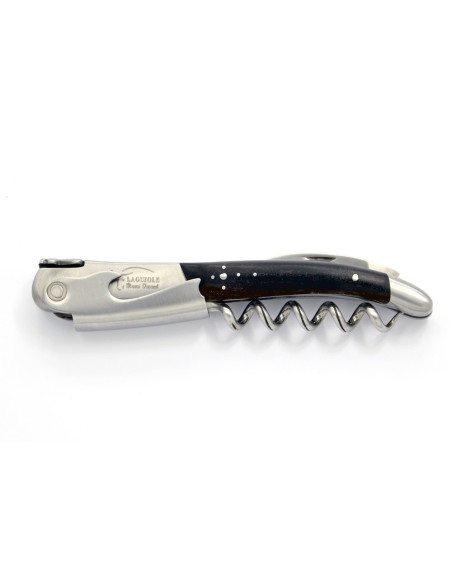 Sommelier Laguiole manche galbé, bois d'ébène, 1 mitre inox mat