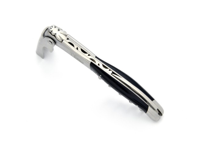 Sommelier Laguiole manche galbé, pointe de corne (foncée), 1 mitre inox mat