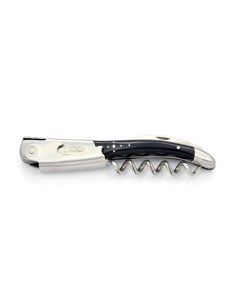 Sommelier Laguiole manche galbé, pointe de corne (foncée), 1 mitre inox mat