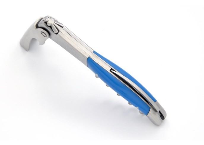 Sommelier Laguiole manche fin en corian bleu, 1 mitre inox mat