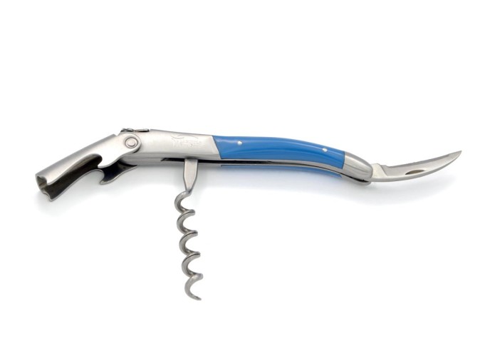 Sommelier Laguiole manche fin en corian bleu, 1 mitre inox mat