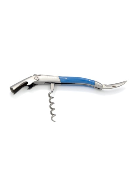 Sommelier Laguiole manche fin en corian bleu, 1 mitre inox mat