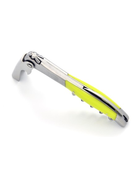 Sommelier Laguiole manche fin en corian jaune, 1 mitre inox mat