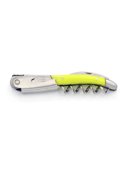 Sommelier Laguiole manche fin en corian jaune, 1 mitre inox mat