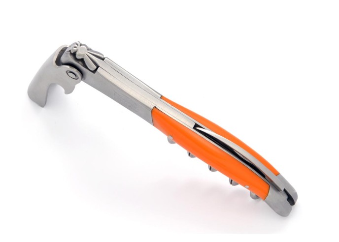 Sommelier Laguiole manche fin en corian orange, 1 mitre inox mat