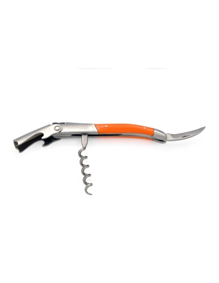 Sommelier Laguiole manche fin en corian orange, 1 mitre inox mat