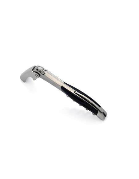 Sommelier Laguiole manche fin en corian noir, 1 mitre inox mat