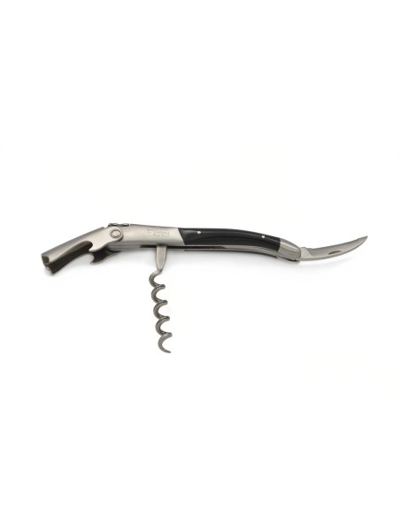 Sommelier Laguiole manche fin en corian noir, 1 mitre inox mat