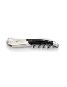 Sommelier Laguiole manche fin en corian noir, 1 mitre inox mat