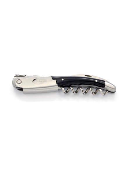 Sommelier Laguiole manche fin en corian noir, 1 mitre inox mat