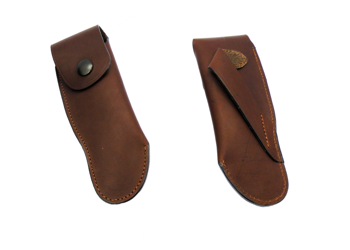 Étui cuir ceinture avec passant oblique pour couteaux de chasse 13 cm, marron