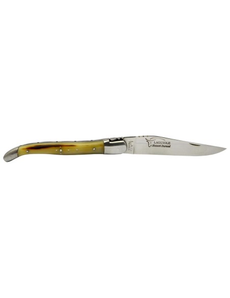 Laguiole pliant, 12 cm, abeille forgée, lame seule, manche bois d'olivier