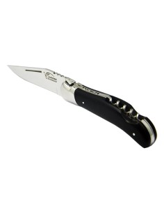 Laguiole pliant de chasse, abeille soudée, plein manche de 12 cm en ébène