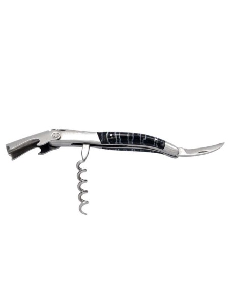 Sommelier manche galbé, manche molaire de mammouth fossile stabilisé, 2 mitres inox mat