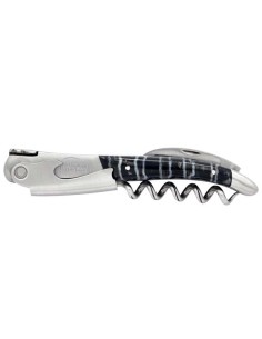 Sommelier manche galbé, manche molaire de mammouth fossile stabilisé, 2 mitres inox mat