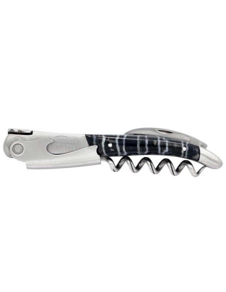 Sommelier manche galbé, manche molaire de mammouth fossile stabilisé, 2 mitres inox mat