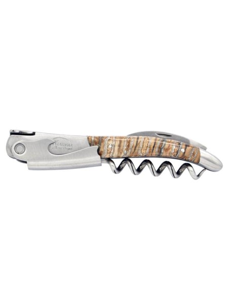 Sommelier manche galbé, manche molaire de mammouth fossile stabilisé, 2 mitres inox mat