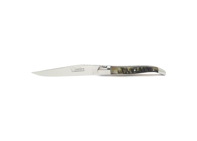 Couteaux de table (couteaux à steak), finition gamme prestige, mitres inox brillant, manche bois divers
