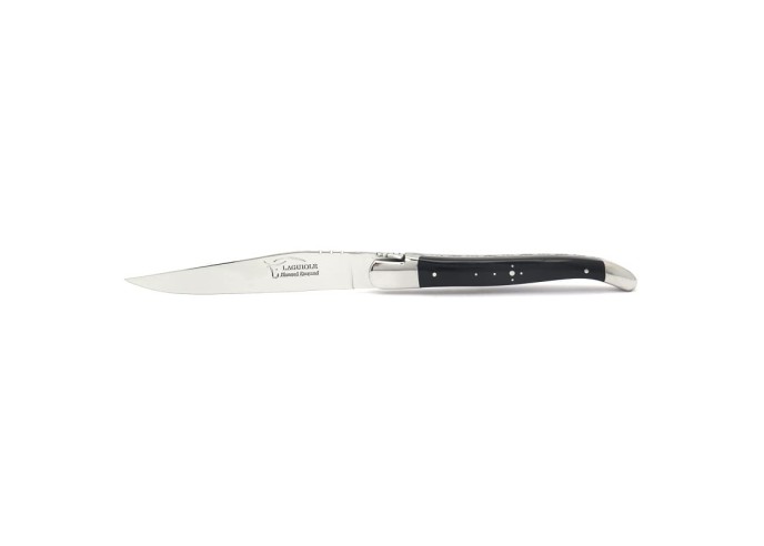 Couteaux de table (couteaux à steak), finition gamme prestige, mitres inox brillant, manche bois divers