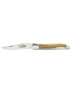 Laguiole pliant, 12 cm, abeille forgée, lame seule, mitres inox brillant, manche Hêtre de l'Aubrac 2