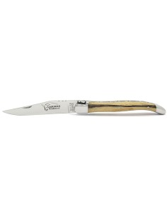 Laguiole pliant, 12 cm, abeille forgée, lame seule, mitres inox brillant, manche Hêtre de l'Aubrac 2