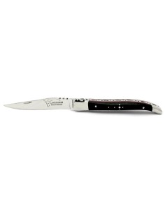 Laguiole pliant, 12 cm, abeille forgée, lame seule, mitres inox mat, manche en bois d'ébène 2