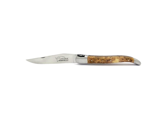Laguiole pliant, 12 cm, abeille forgée, lame seule, mitres inox, manche en molaire de mammouth