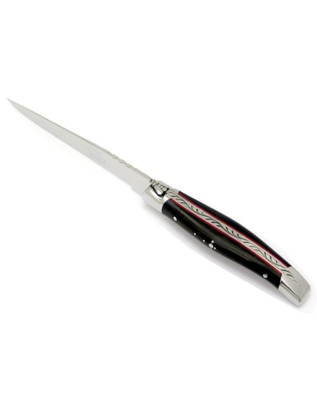 Ouvre-lettres et coupe-papier, finition prestige, mitres inox brillant, manche bois d'ébène