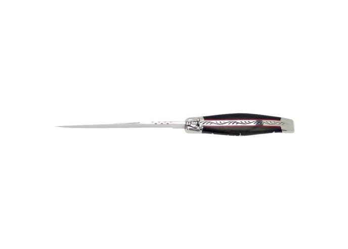 Ouvre-lettres et coupe-papier, finition prestige, mitres inox brillant, manche bois d'ébène