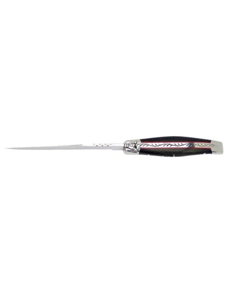 Ouvre-lettres et coupe-papier, finition prestige, mitres inox brillant, manche bois d'ébène
