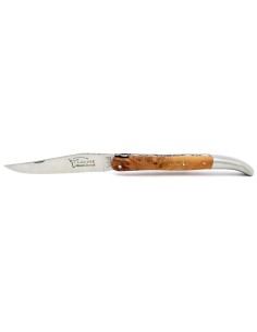 Laguiole pliant, 13 cm, abeille burin, lame seule, doubles platines,  mitre inox mat, manche en genevrier 2