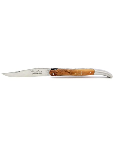 Laguiole pliant, 13 cm, abeille forgée, lame seule, mitre inox mat, manche en genevrier