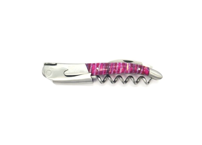 Sommelier manche galbé, manche molaire de mammouth fossile stabilisé, 2 mitres inox mat