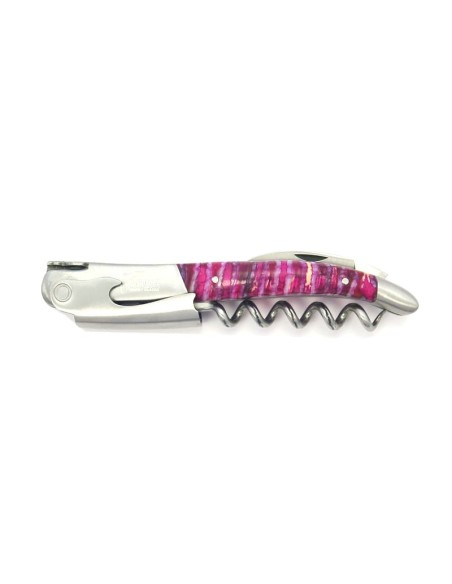 Sommelier manche galbé, manche molaire de mammouth fossile stabilisé, 2 mitres inox mat