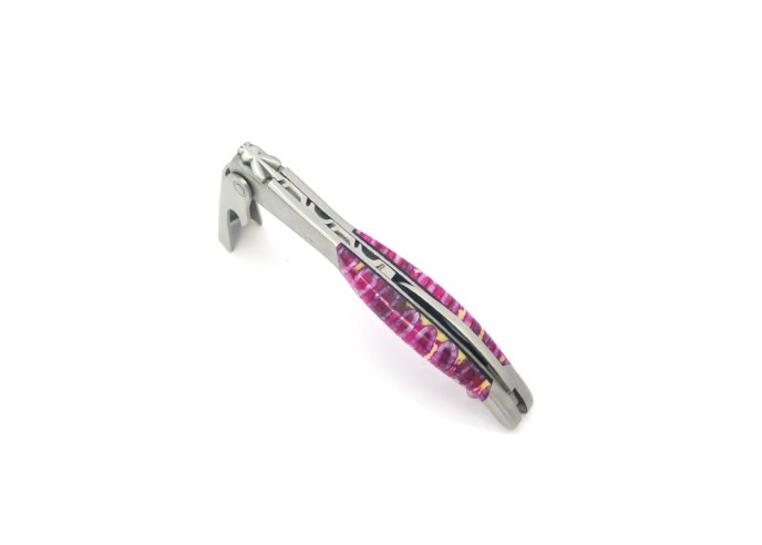 Sommelier manche galbé, manche molaire de mammouth fossile stabilisé, 2 mitres inox mat